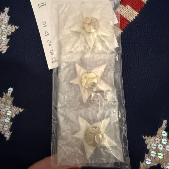 Quacker Factory Women Medium Sweater Patriotic NWT USA Flag Stars Button Covers - Picture 5 of 7